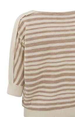 Yaya woman Textured stripe sweater ls AFFOGATO BROWN DESSI