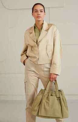 Yaya woman Satin cropped blouse jacket EUCALYPTUS GREEN