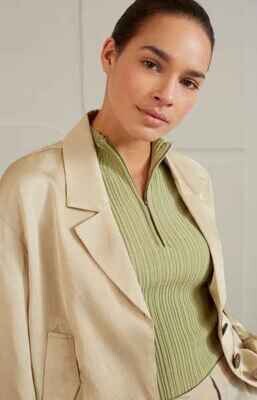 Yaya woman Satin cropped blouse jacket EUCALYPTUS GREEN