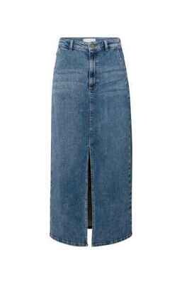 Yaya woman Denim maxi skirt split BLUE DENIM