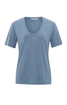 Yaya woman T-shirt with rounded v-neck INFINITY BLUE