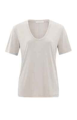 Yaya woman T-shirt with rounded v-neck WHITE SAND