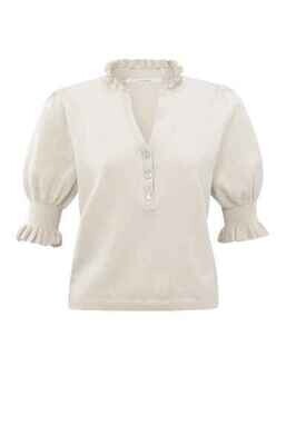 Yaya woman Sweater with puff sleeves and OFF WHITE