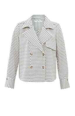 Yaya woman Printed blouse jacket WIND CHIME BEIGE DES