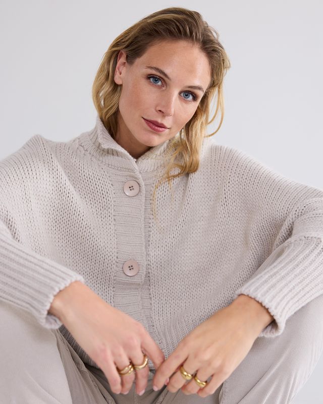 Summum Cardigan sturdy wool blend knit sand