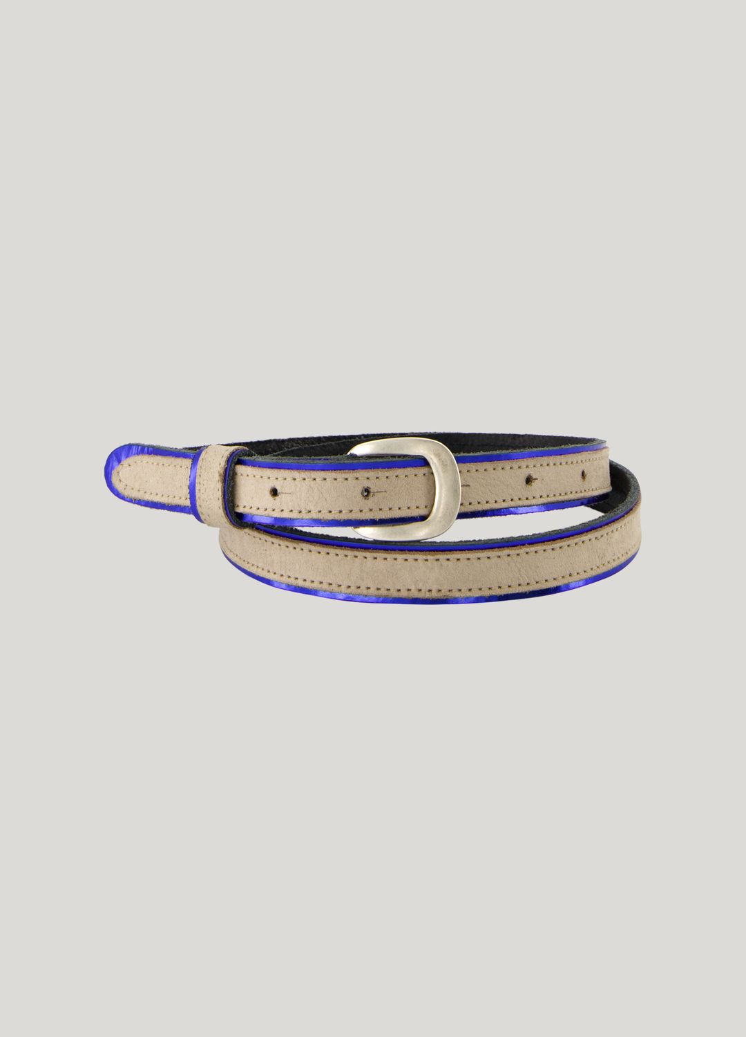 Summum Metallic leather small belt multi