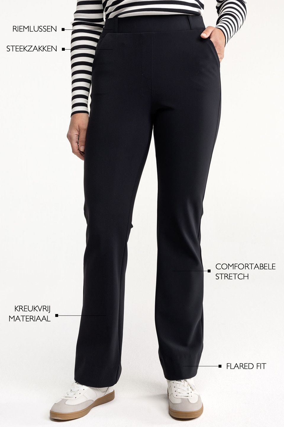 STUDIO ANNELOES Flair bonded trousers zwart