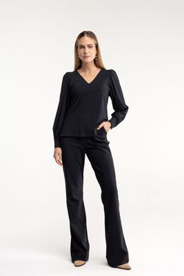 STUDIO ANNELOES Flair LONG bonded trousers zwart