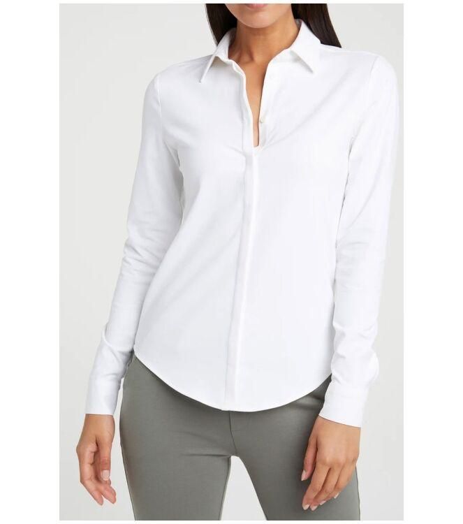 Yaya woman Jersey cotton blend shirt PURE WHITE