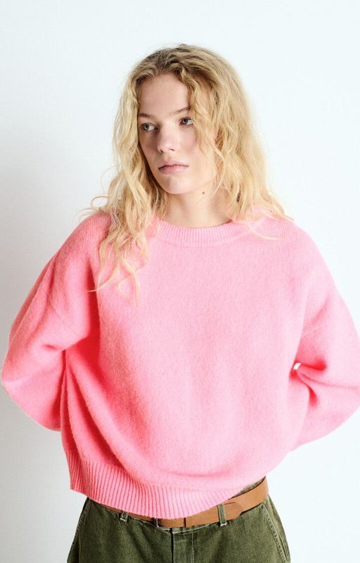 american vintage Pull Ample Col Bateau roze