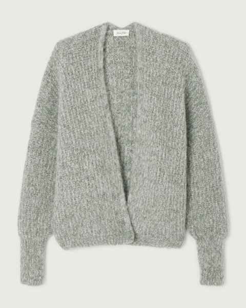 american vintage Gilet Court Boule Manches grijs/groen melange
