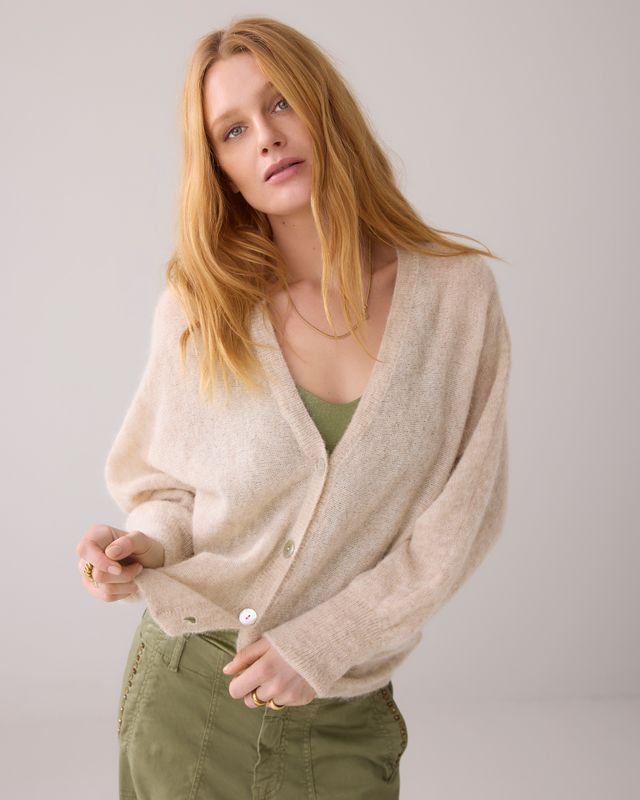 Summum Oversized cardigan feather alpaca sand