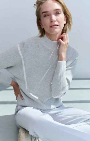 Yaya woman Sweater with stripes MEDIUM GREY MELANGE