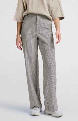 Yaya woman Woven checked wide leg trouser SAND