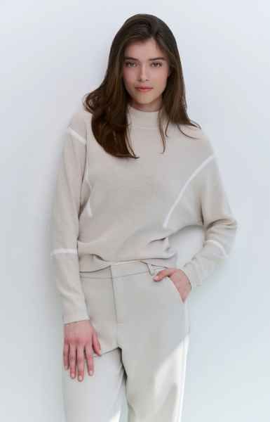 Yaya woman Sweater with stripes LIGHT SAND DESSIN