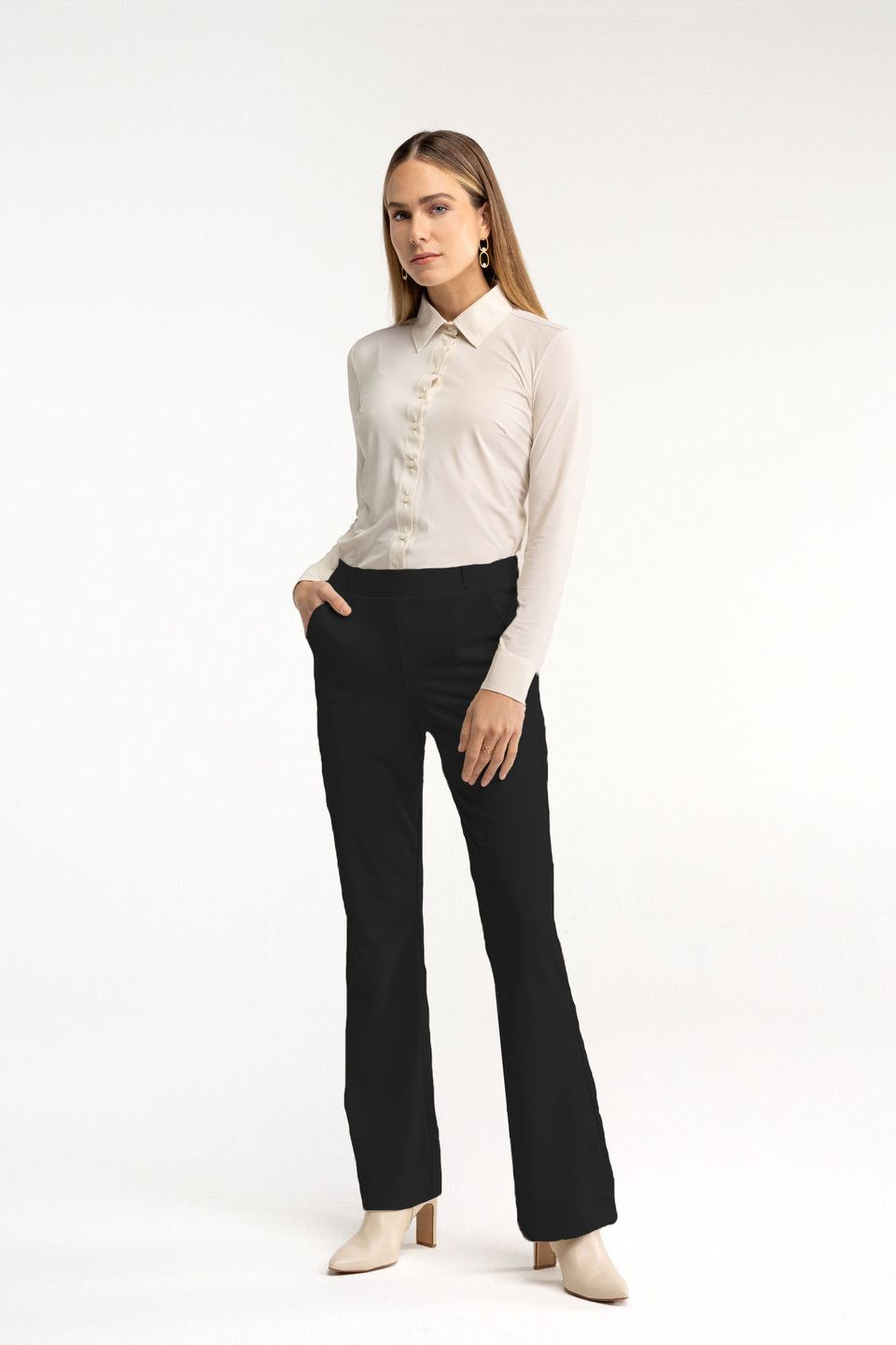 STUDIO ANNELOES Flair bonded trousers zwart