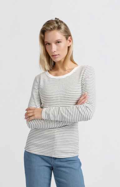 Yaya woman Striped long sleeve top BLANC DE BLANC DESSI
