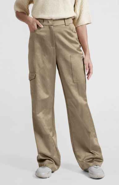 Yaya woman Satin wide leg trousers with c SAFARI