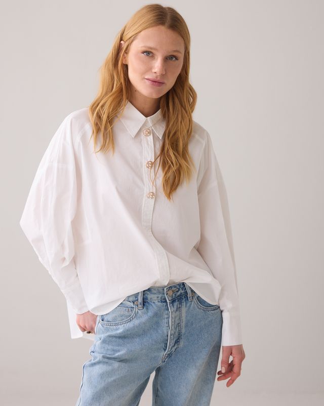 Summum Fancy button blouse crispy ecru