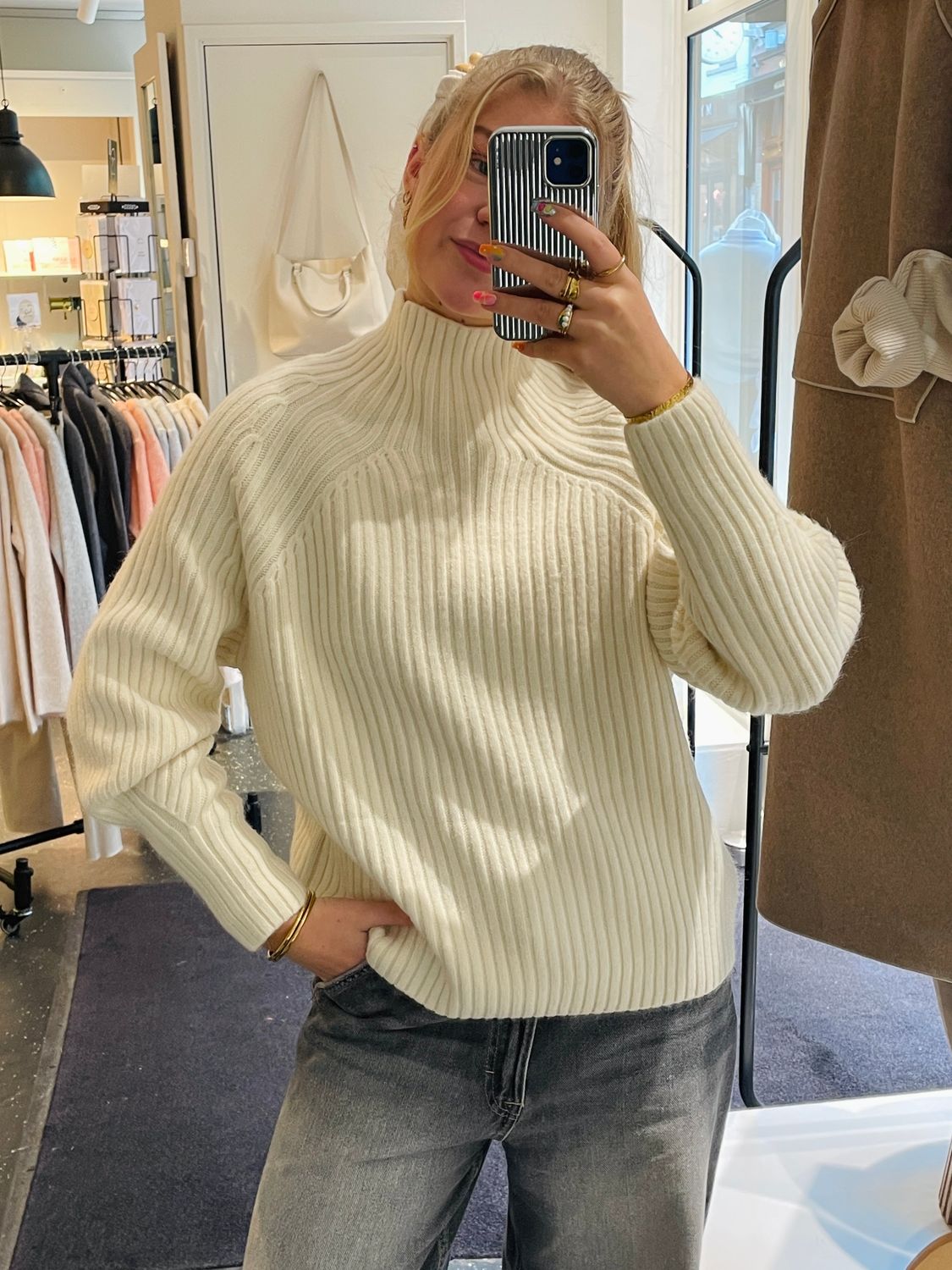 by PUCK Turtleneck sweater ecru/light beige