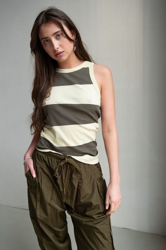 Penn&amp;Ink N.Y. Singlet big stripe groen