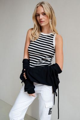 Penn&amp;Ink N.Y. Singlet small stripe ecru/black