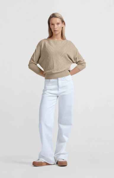 Yaya woman Wide leg denim - L34 EGRET OFF WHITE
