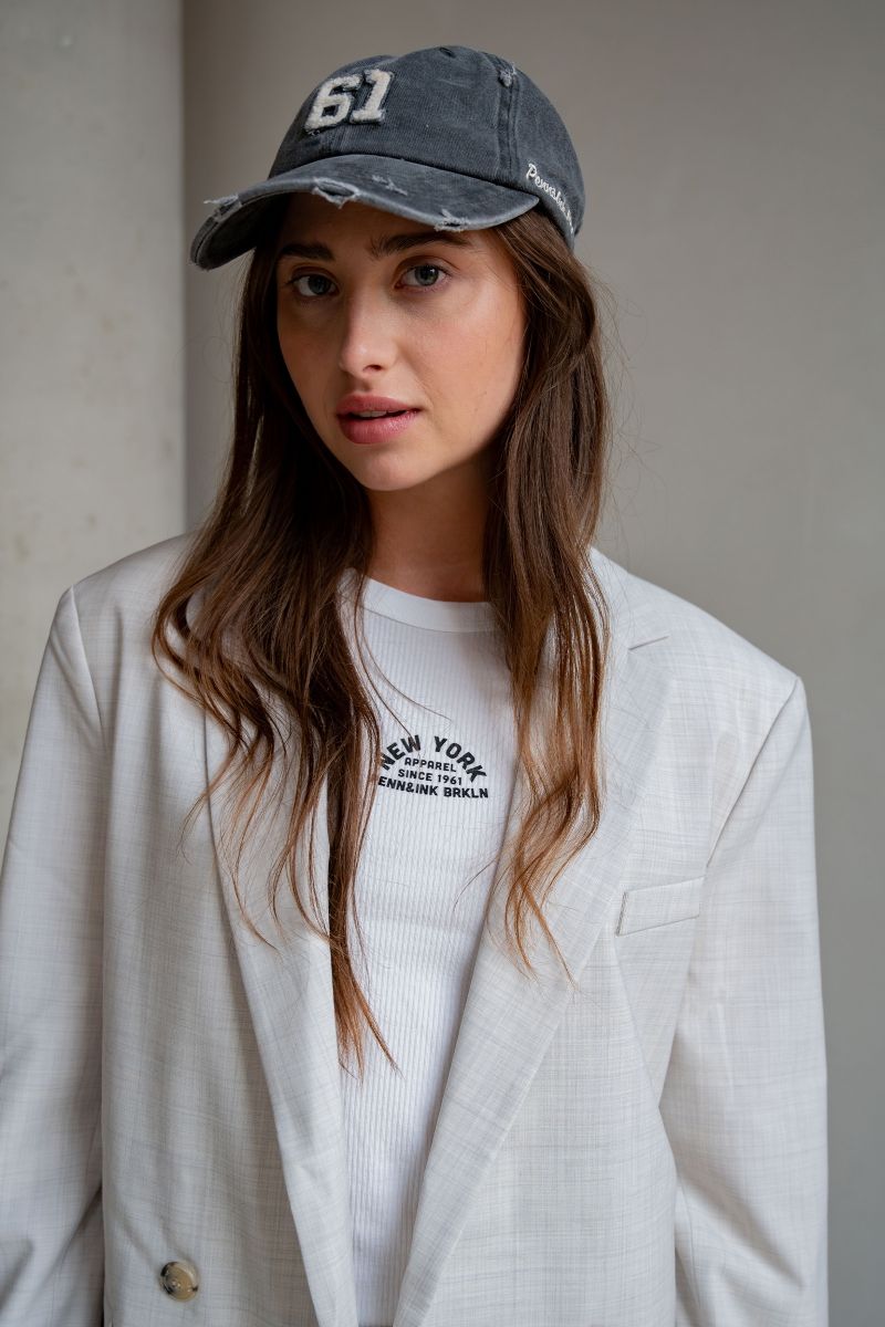 Penn&amp;Ink N.Y. Cap embroidery antraciet/charcoal