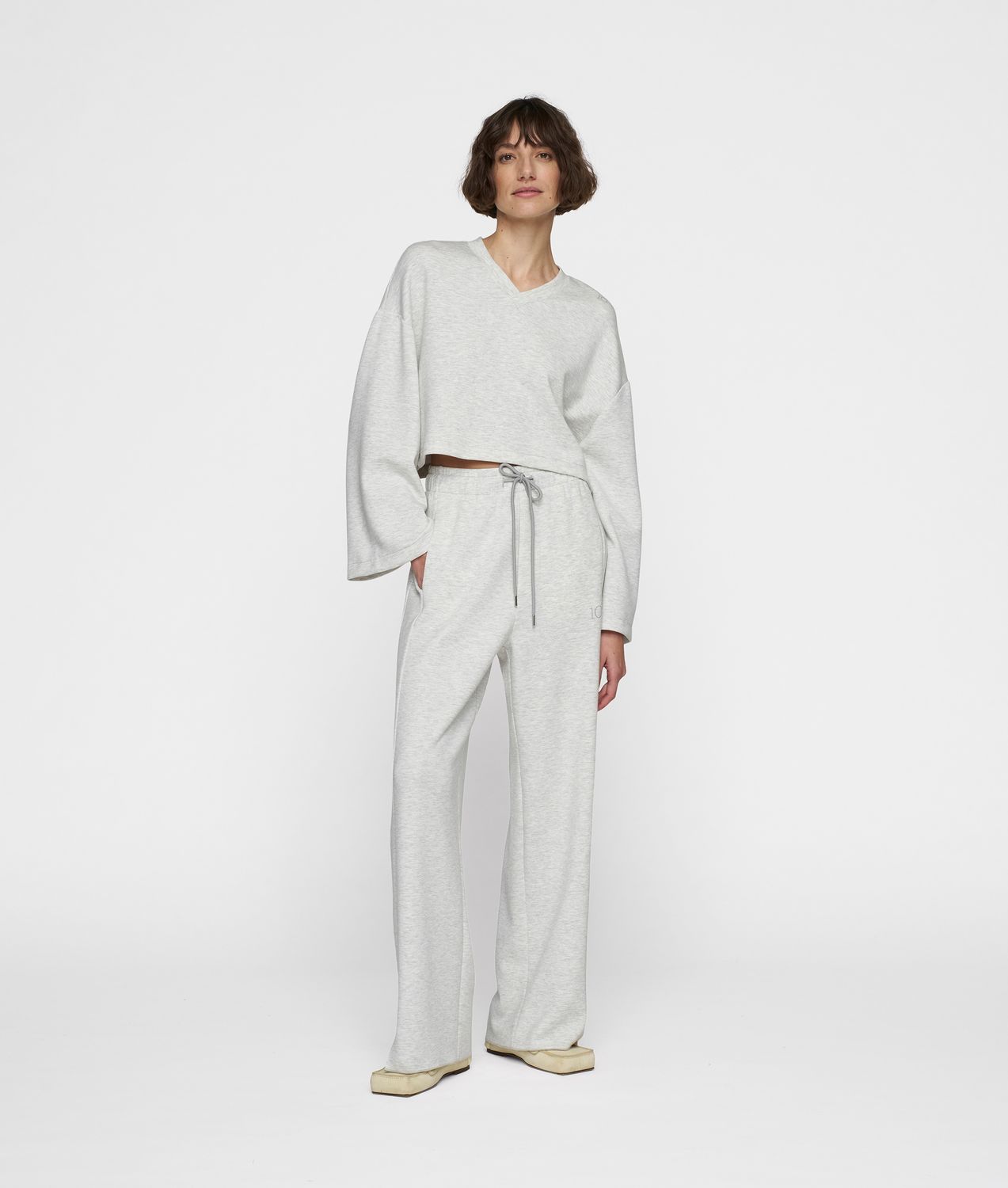 10DAYS Soft wide leg jogger white grey