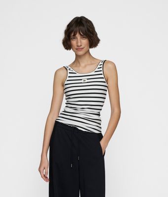 10DAYS Ballet top back scoop stripes ecru