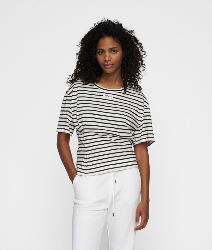 10DAYS Shortsleeve tee smock ecru/black