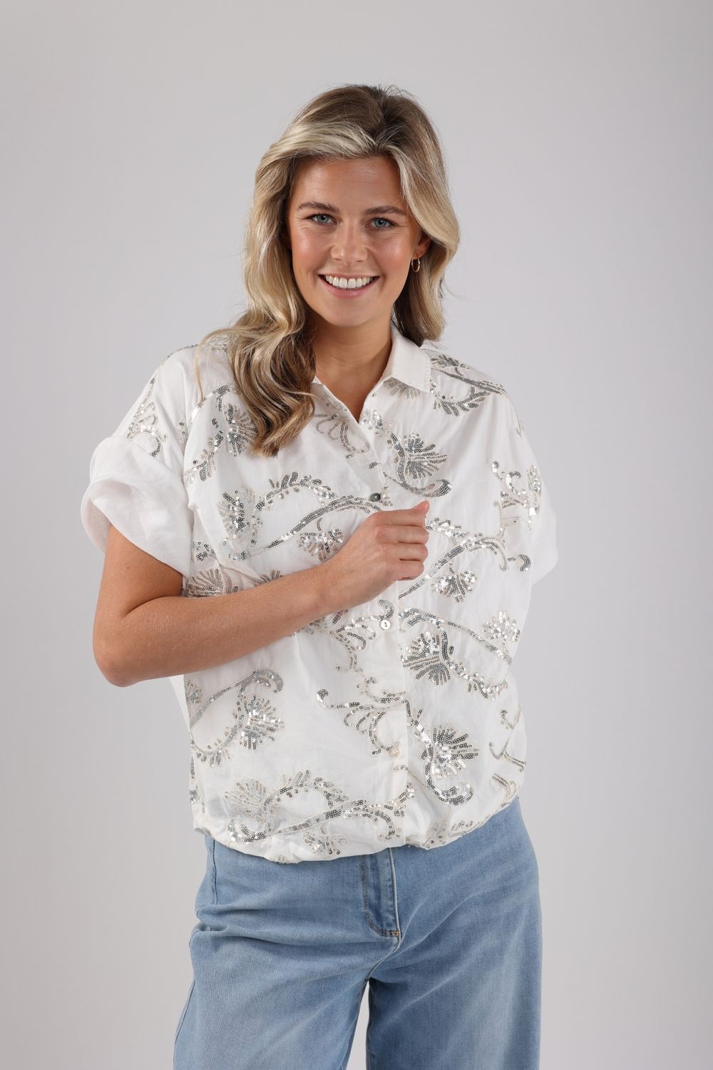 NUKUS Catalina Blouse Paillet ecru