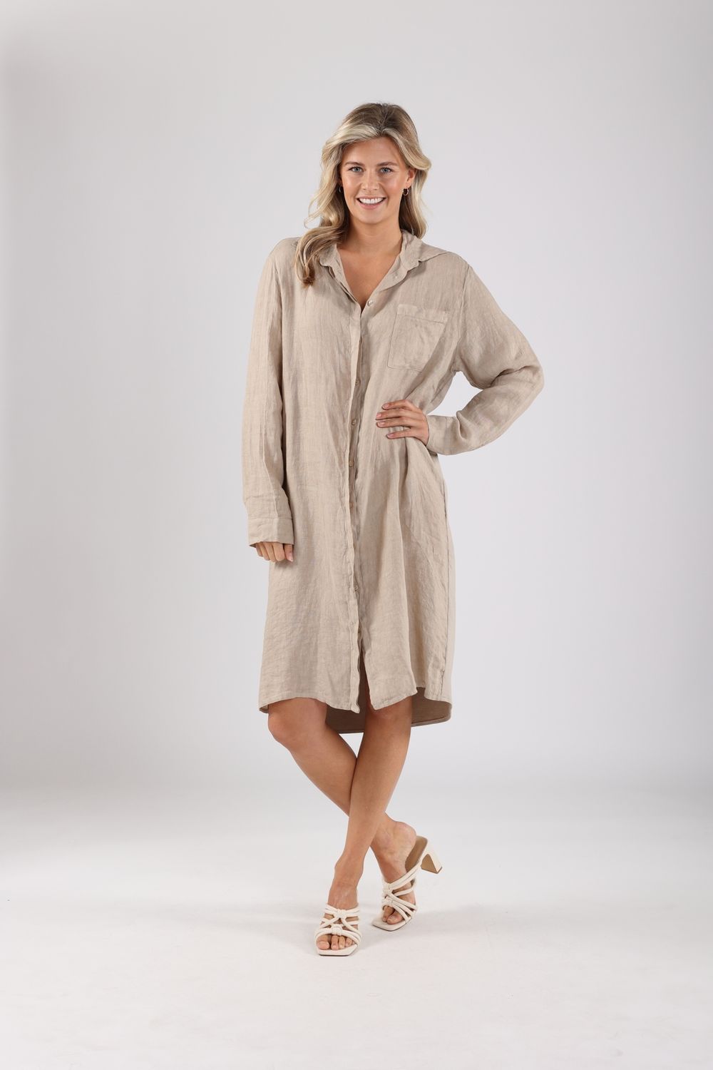 NUKUS Sanne Dress Linnen sand