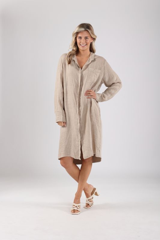 NUKUS Sanne Dress Linnen sand