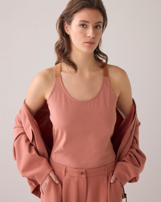 Summum Singlet crossband cotton sephia blush