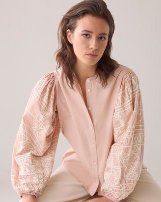 Summum Longsleeve blouse tape embroidery Rose Smoke