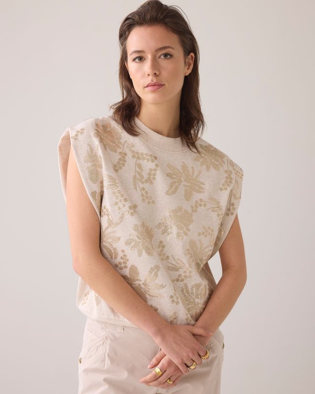 Summum Sleeveless embellished sweatshirt pebble beige