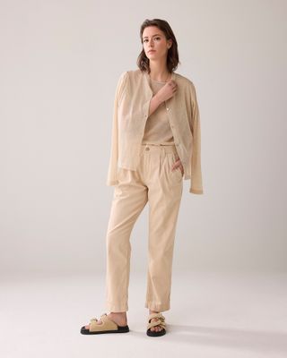 Summum Tapered chino linen twill sesame