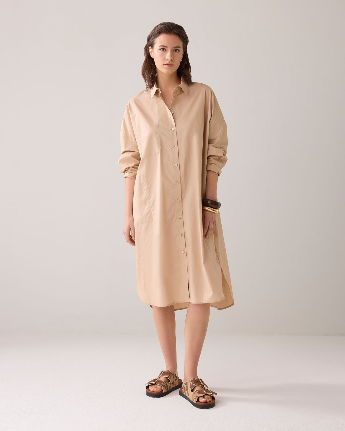 Summum Blouse dress crispy poplin sesame