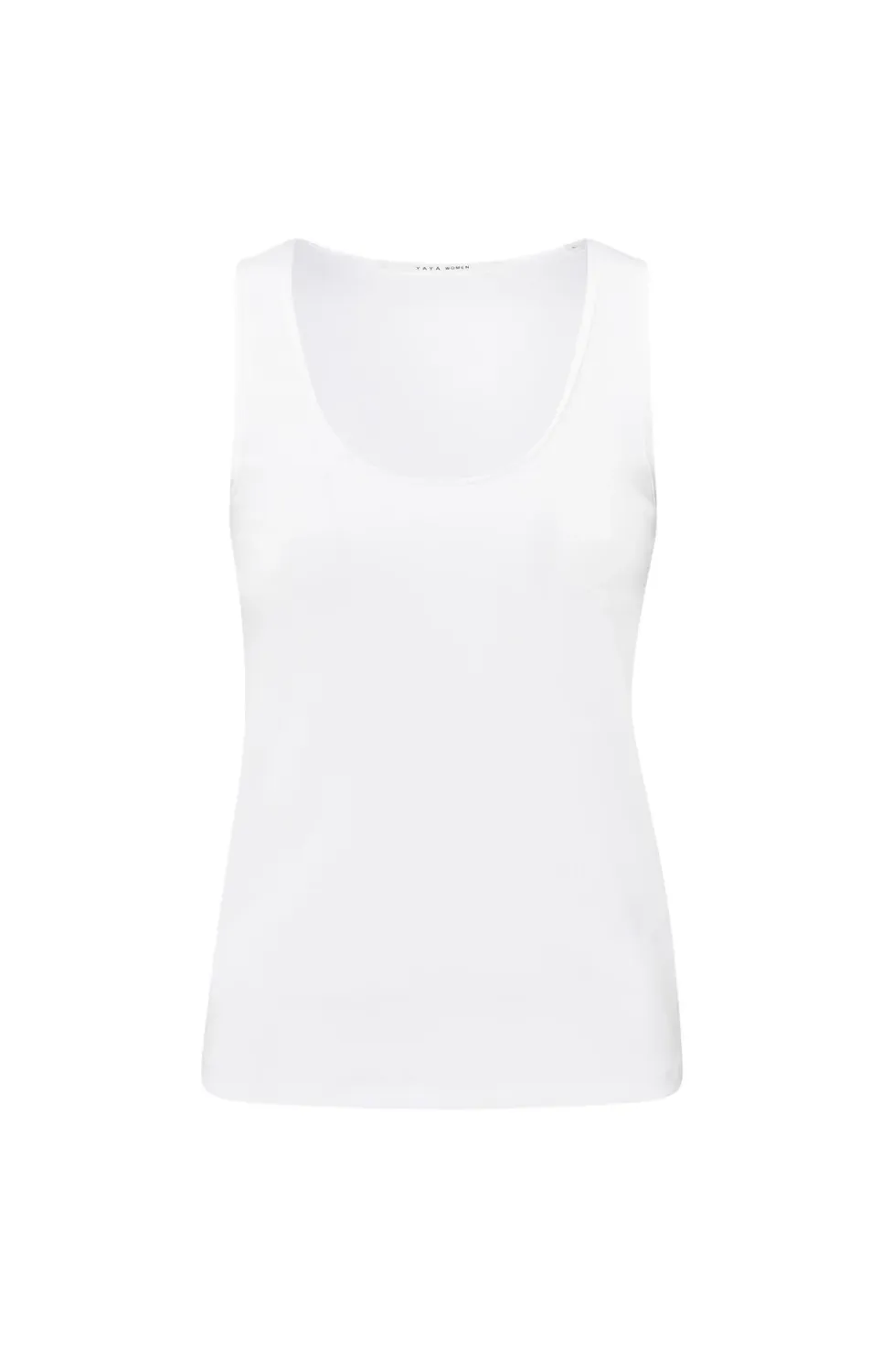 Yaya woman Rib singlet with shiny binding PURE WHITE