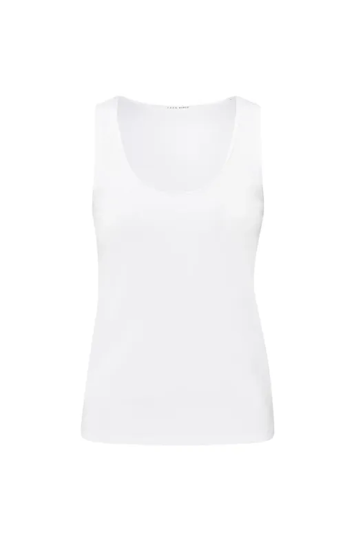 Yaya woman Rib singlet with shiny binding PURE WHITE