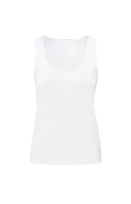 Yaya woman Rib singlet with shiny binding PURE WHITE