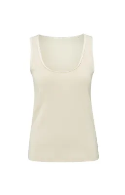 Yaya woman Rib singlet with shiny binding SUMMER SAND