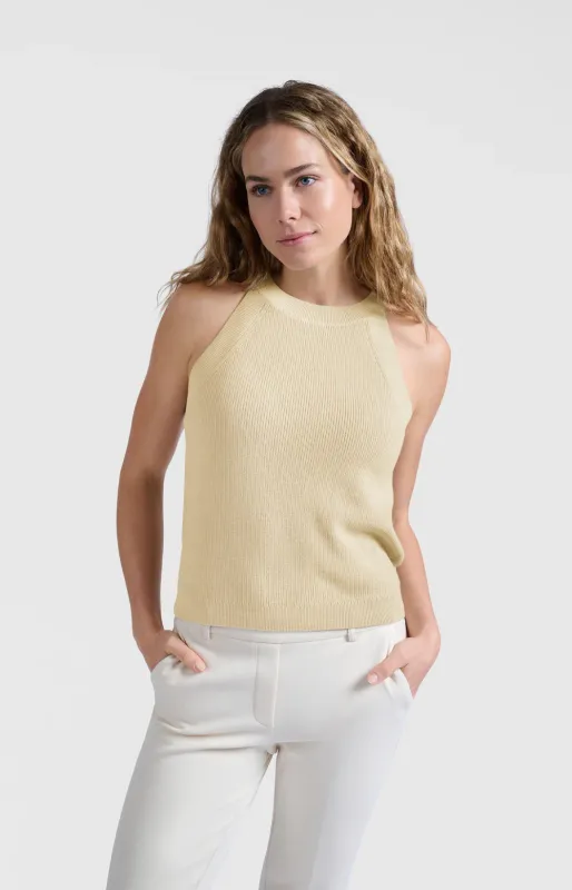Yaya woman Knitted tanktop high neckline SUMMER SAND