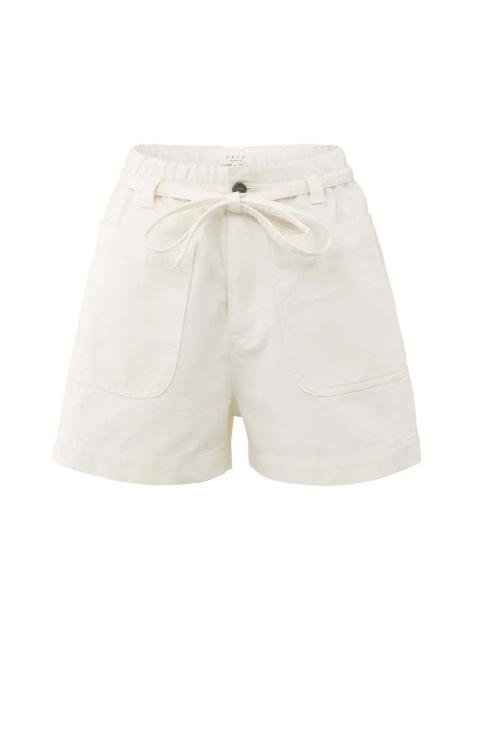 Yaya woman Garment dye woven high waist OFF WHITE
