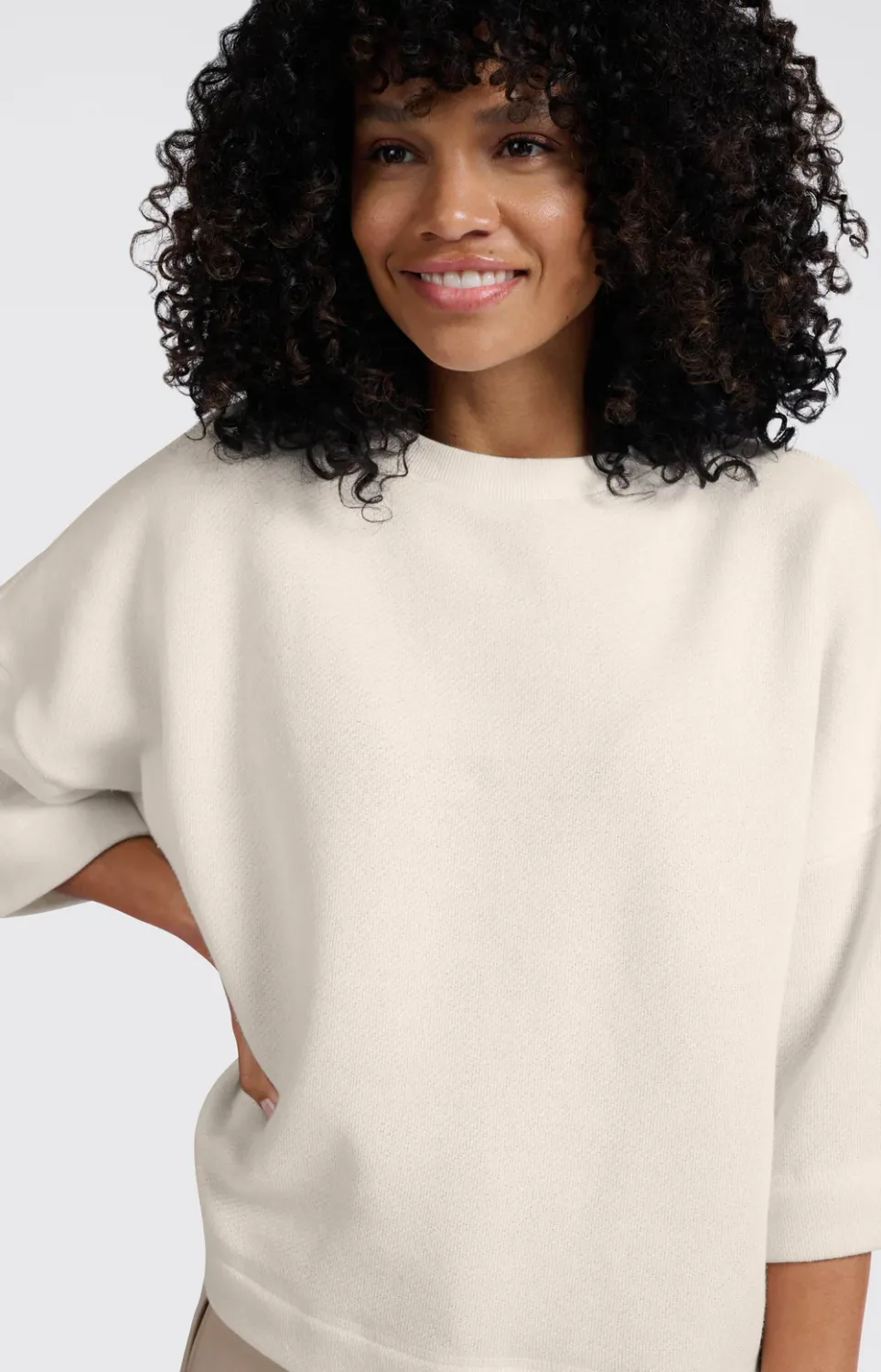Yaya woman Short sleeve sweatshirt OFF WHITE