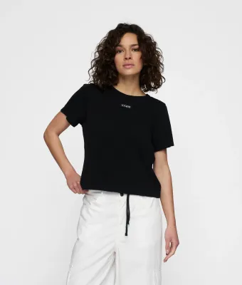 10DAYS Petite tee linen zwart