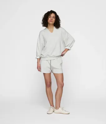 10DAYS Soft notch neck sweater white grey