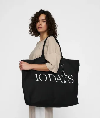 10DAYS Canvas shopper zwart
