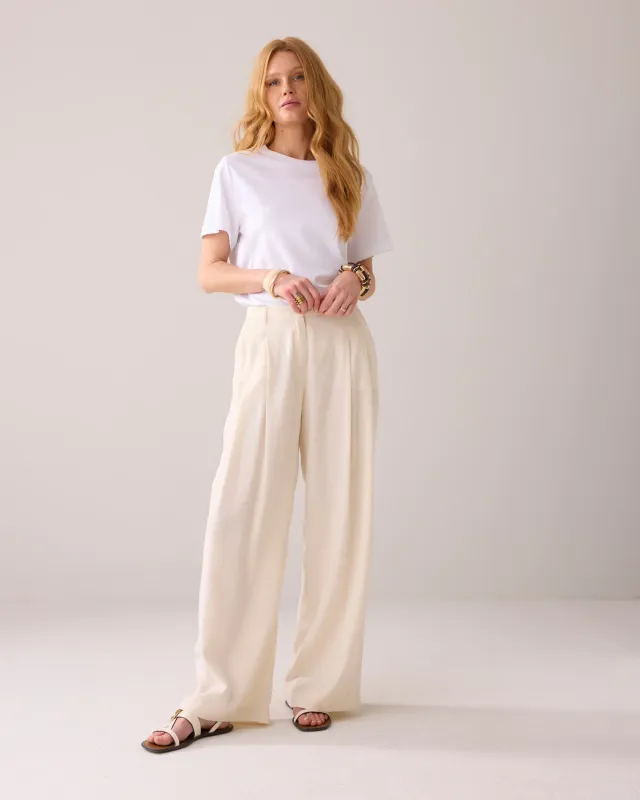 Summum Quinty trousers wide tencel ecru